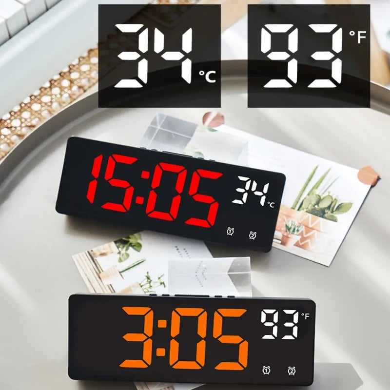 Large Screen Clock Temperature/Date Mode Table Clock 5 Levels of brightness Adjustment Display Modes 12/24H Electronic LED Clock