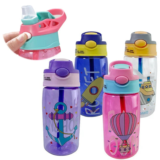 Gobelet d'eau pour enfants de 480ML, tasse d'alimentation créative pour bébé avec pailles, bouteille d'eau étanche, gobelets portables pour l'extérieur