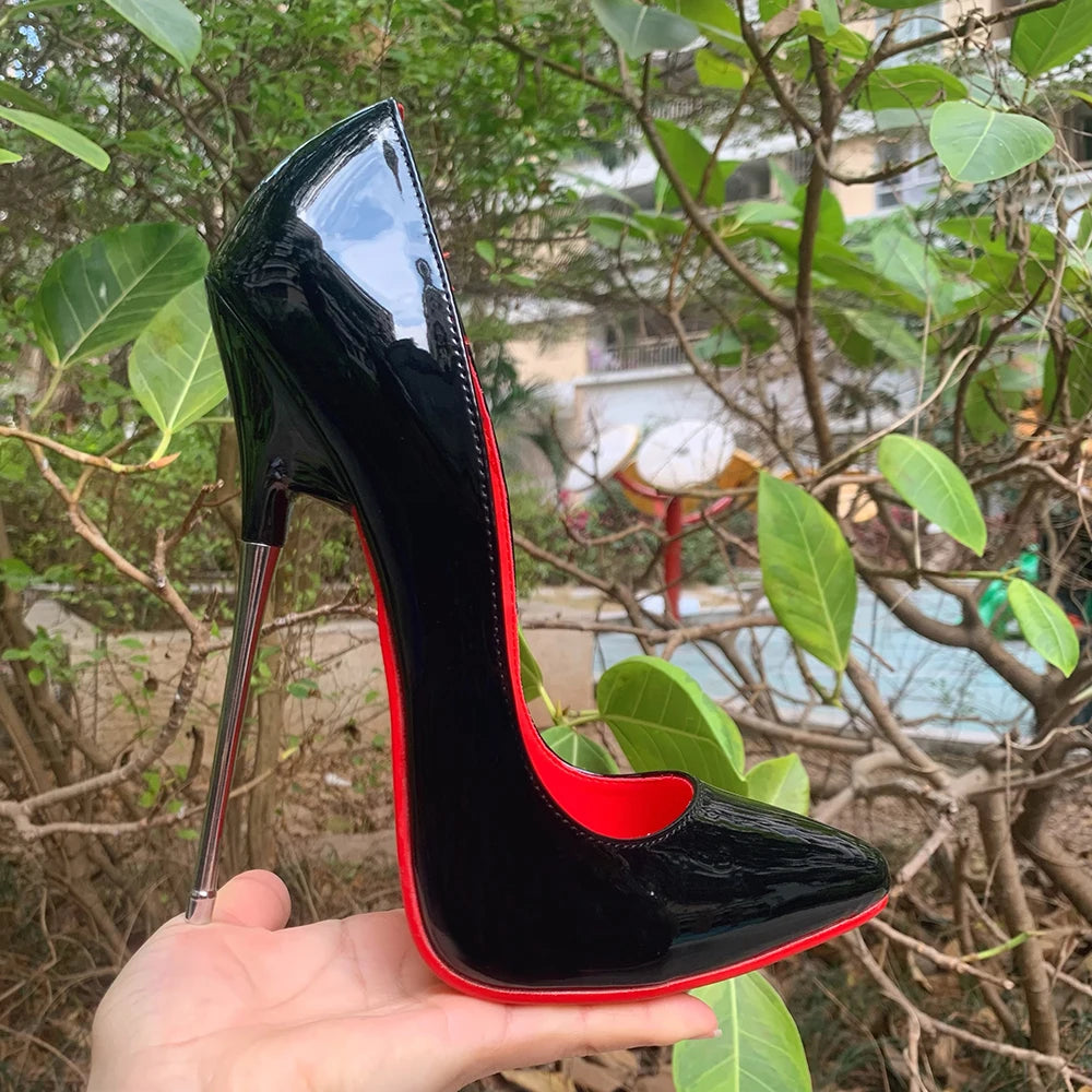 Women Pumps 16cm Extreme Metal High Heels Black Red Inside Stilettos Sexy Fetish Model Club Party Factory Customize Unisex Shoes