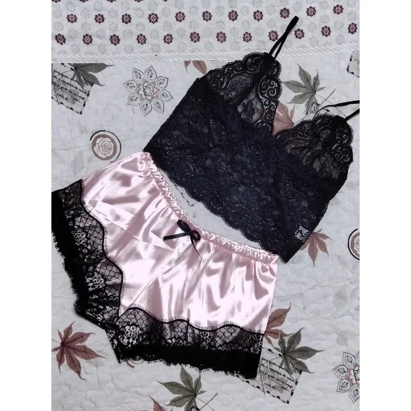 Lingerie Lace Sexy Suspenders Pajama Pantsuit Lingerie Set