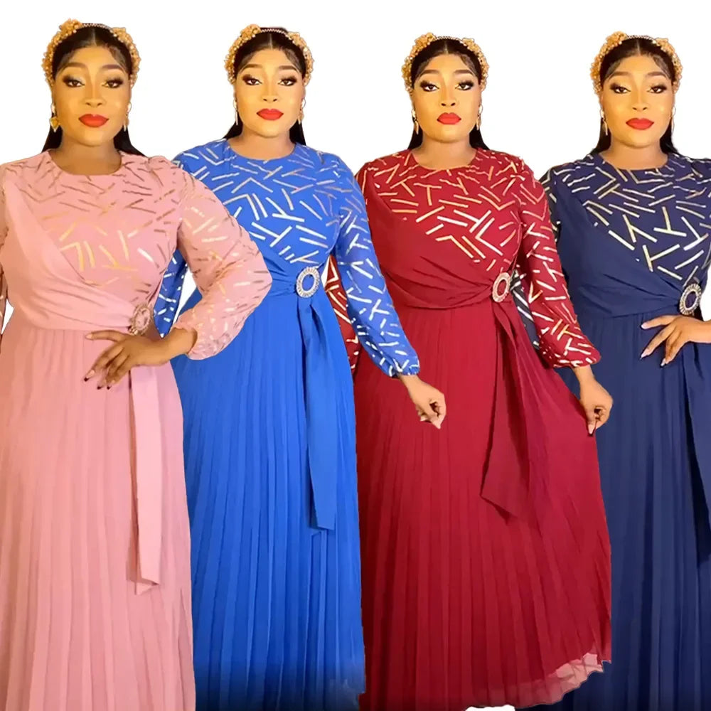 African Maxi Dresses For Women 2024 Plus Size Evening Party Long Dress Africa Clothing Elegant Kaftan Muslim Chiffon vestido