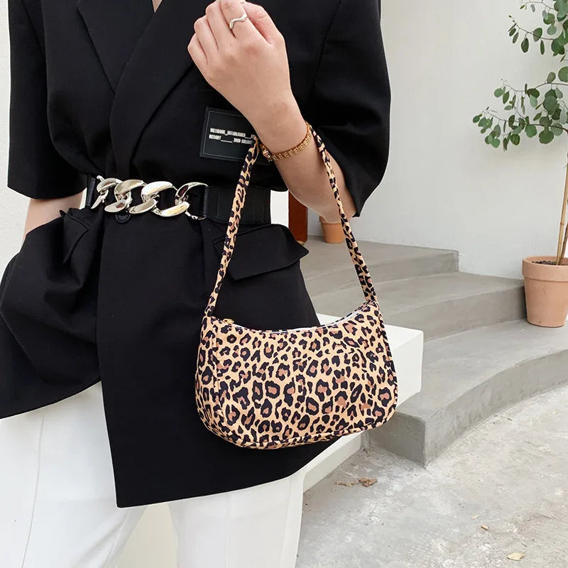 New Women Shoulder Bag Fashion Animal Pattern Print Bag Casual Nylon Butterfly Leopard Zebra Print Women Handbag Underarm Bags