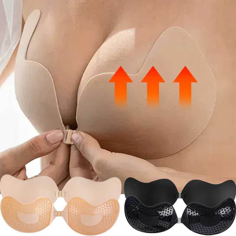 Soutien-gorge push-up invisible pour femme, dos nu, sans bretelles, sans couture, fermeture frontale, sous-vêtements, coussinets de soutien-gorge auto-adhésifs en silicone.