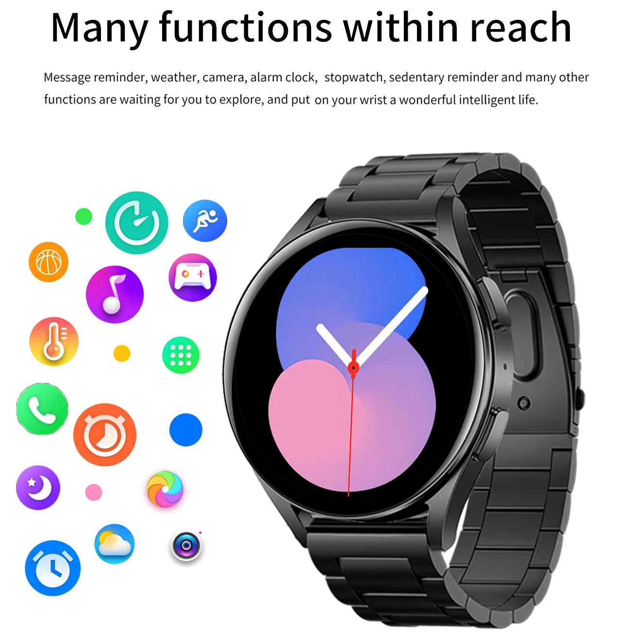 Montre connectée 5 pour hommes et femmes, entièrement tactile, pression artérielle, oxygène, appels Bluetooth, pour Android et IOS, nouveau, 2023