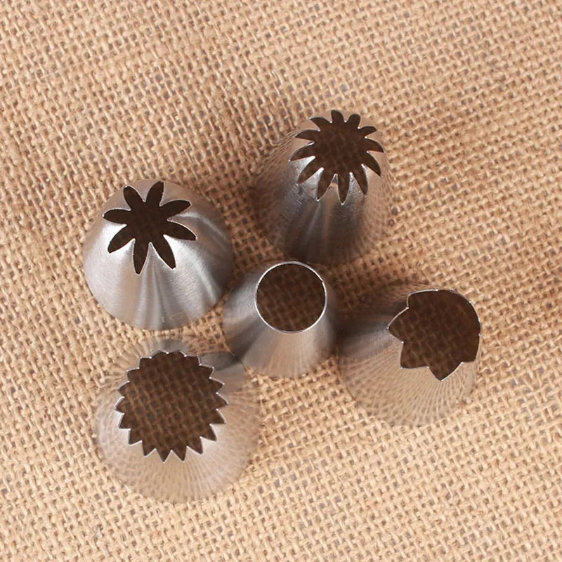 5Pcs Large Metal Cake Cream Decoration Tips Set Pastry Tools Stainless Steel Piping Icing Nozzle Cupcake Head Dessert Decorators