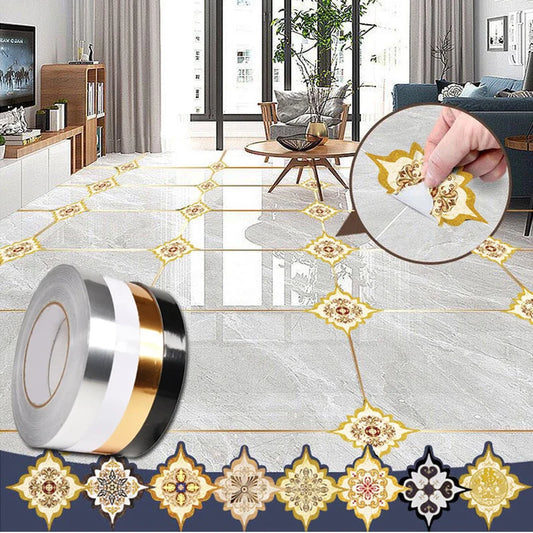 Tile Gap Sticker Ceramic Tile Mildewproof Gap Tape Gold Foil Sticker Decor Self Adhesive Wall Tile Floor Tape Sticker Home Decor