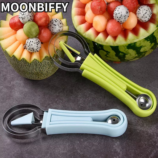 4 In 1 Watermelon Slicer Cutter Scoop Fruit Carving Knife Cutter Fruit Platter Fruit Dig Pulp Separator Kitchen Gadgets Acces