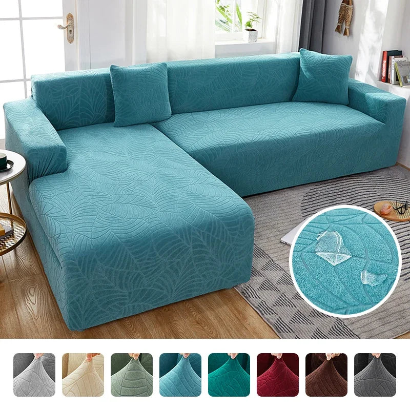 Waterproof Jacquard Sofa Covers 1/2/3/4 Seats Solid Couch Cover L Shaped Sofa Cover Protector Bench Covers