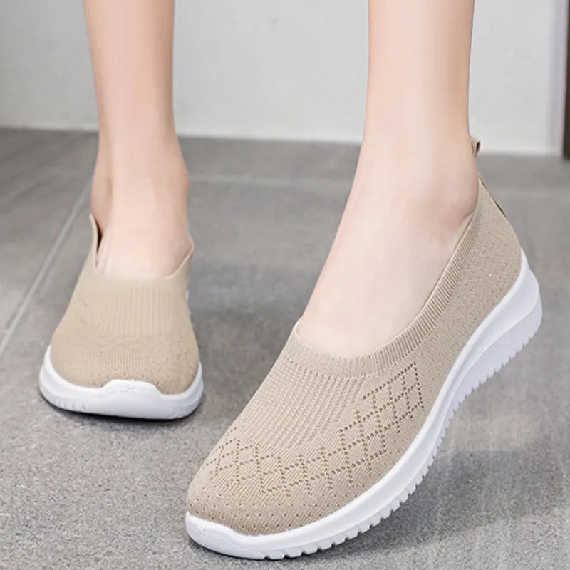 Summer Women Flats Shoes Breathable Casual Women Sneakers Plus Size Sport Shoes Non-Slip Walking Shoes