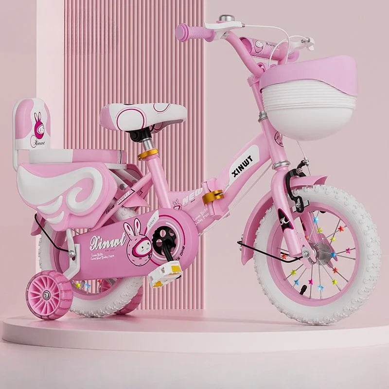 2-9 ans vélos pour enfants garçons filles vélo pliant Flash roue auxiliaire vélos réglables rose