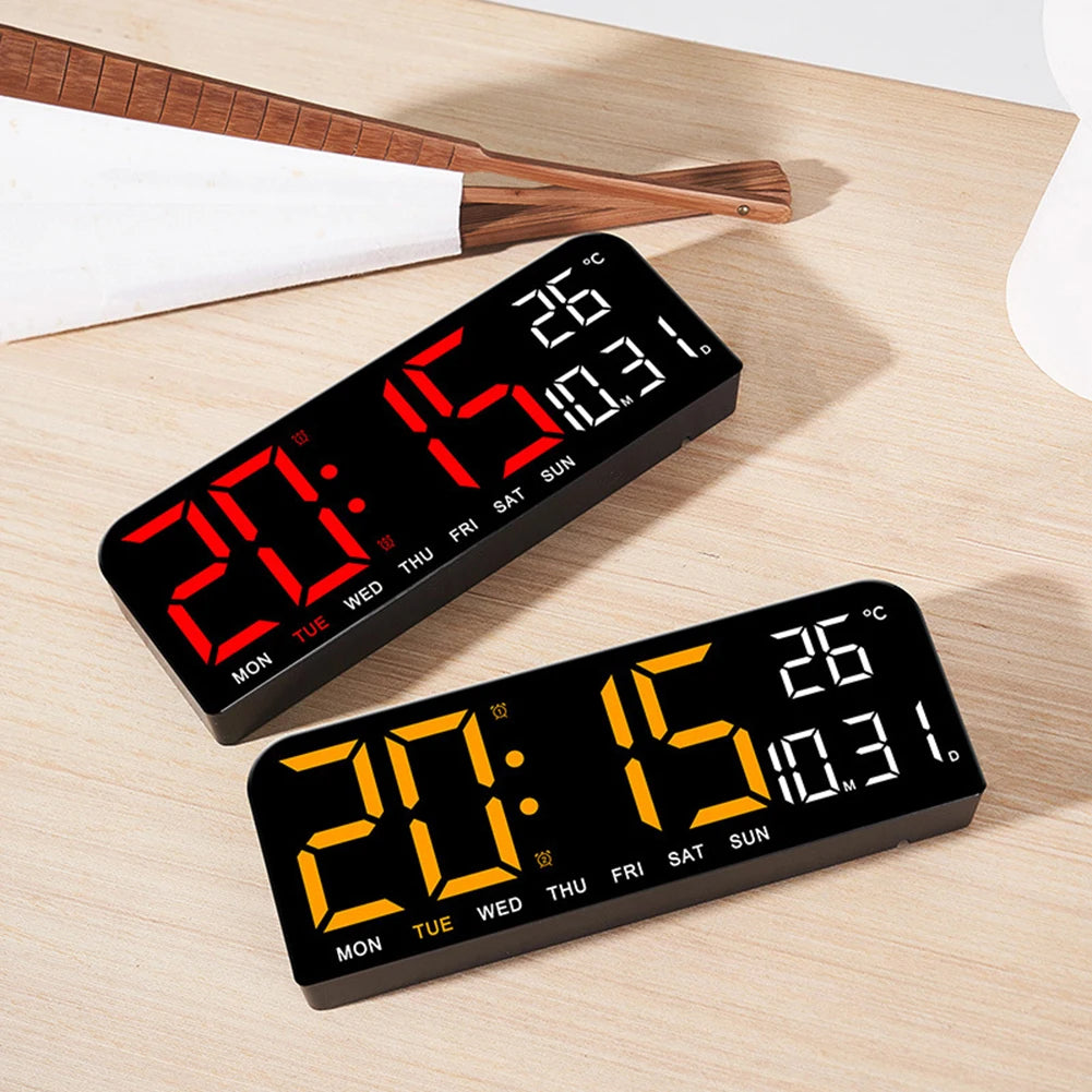 Electronic Digital Alarm Clock LED Display Clock with Sleep Button 5 Modes Adjustable Brightness Wall Desk Clock For Home Decor