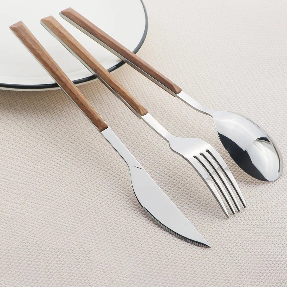 Tableware Set 304 Stainless Steel Korean Cutlery Set Camping Knife Fork Spoon Chopsticks Dinnerware Luxury 12-16Pcs Cutlery Set