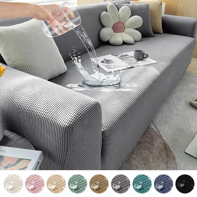 Waterproof Jacquard Sofa Covers 1/2/3/4 Seats Solid Couch Cover L Shaped Sofa Cover Protector Bench Covers