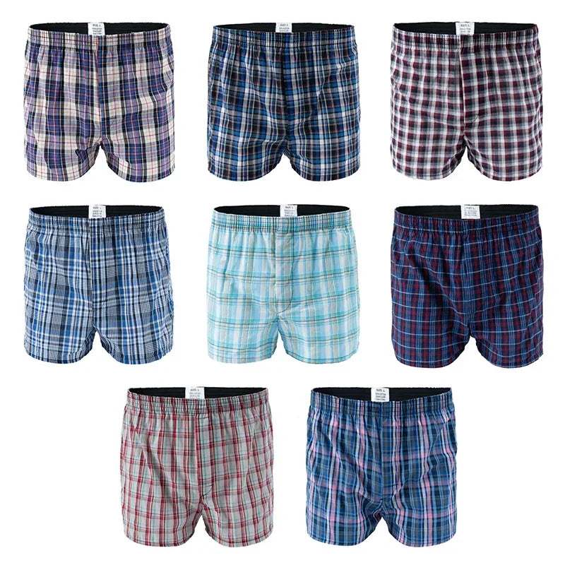 2/3/4/5/6/7/8 Pcs Mens Underwear Boxers Shorts Casual Cotton Sleep Underpants Plaid Comfortable Homewear Striped Beach Panties