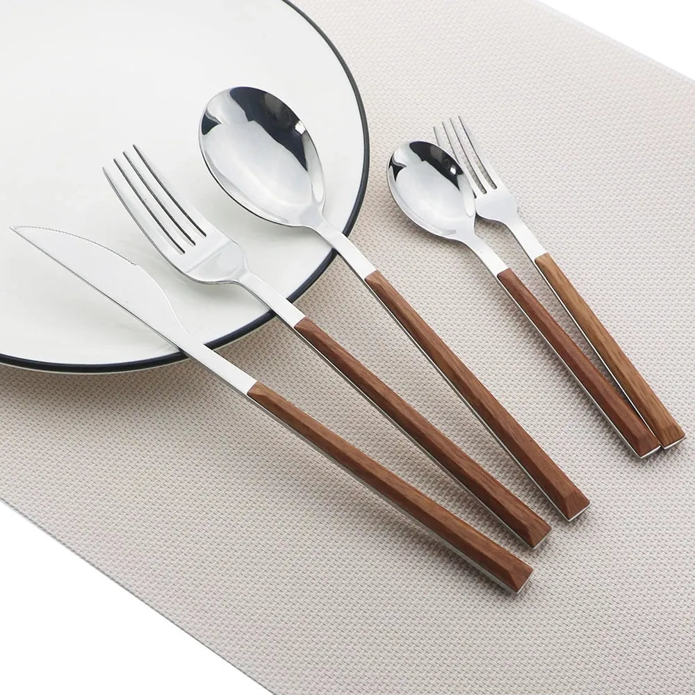 Tableware Set 304 Stainless Steel Korean Cutlery Set Camping Knife Fork Spoon Chopsticks Dinnerware Luxury 12-16Pcs Cutlery Set