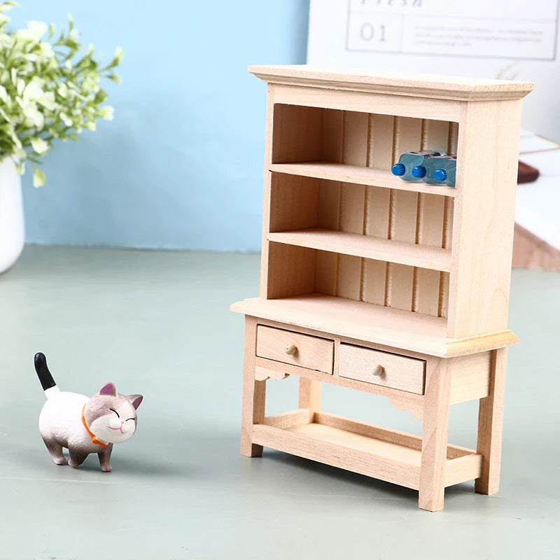 1PC Multi Style Miniature Closet Book Clothes Bedside Table Cabinet Shelf Legs Cupboard Model Dollhouse Furniture Decor DIY Toys