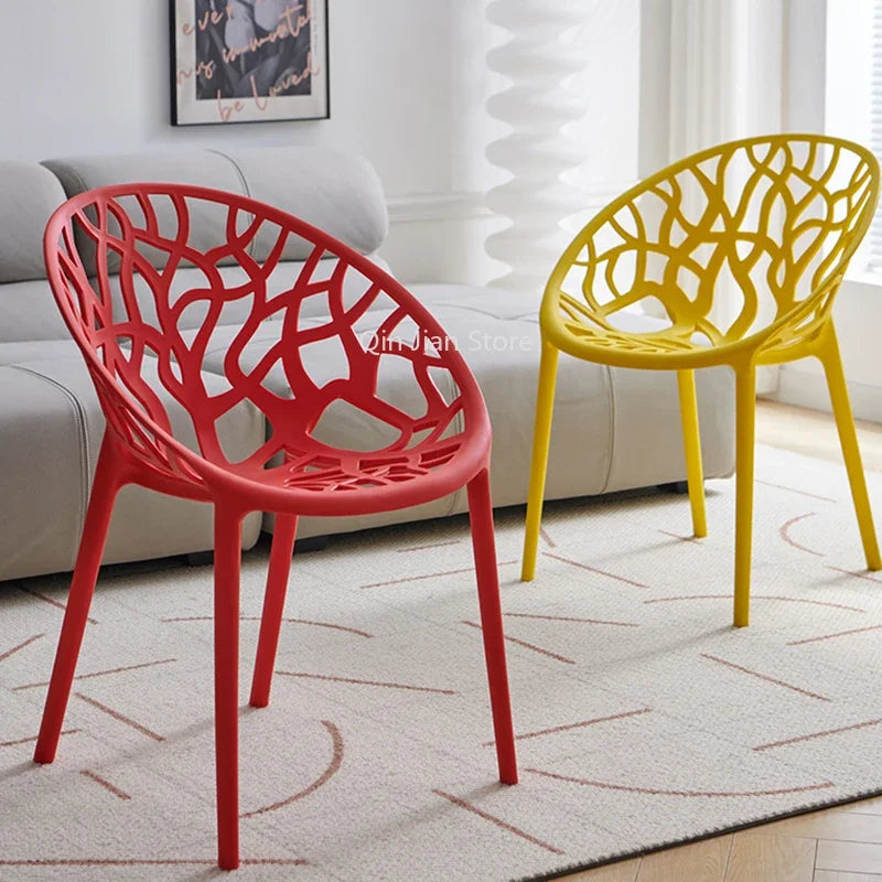 Chaise De salle à manger en plastique industriel, Support arrière jaune nordique, balcon, chaises De styliste, canapé Cadeiras De Plastico, meubles WXH35XP