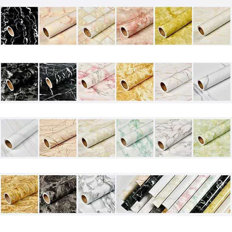 40cmx1m Vinyl Marble Wall Stickers Self Adhesive Waterproof Continuous Wallpaper Contact Paper for Kitchen Decoration Sticker