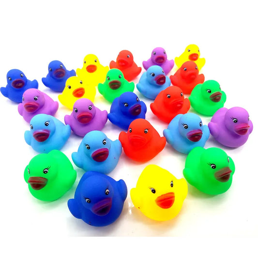 12pcs/set Baby Toys Float Squeaky Sound Rubber Ducks Bath Toys Swimming Water Play Game Fun Water Toys for Children