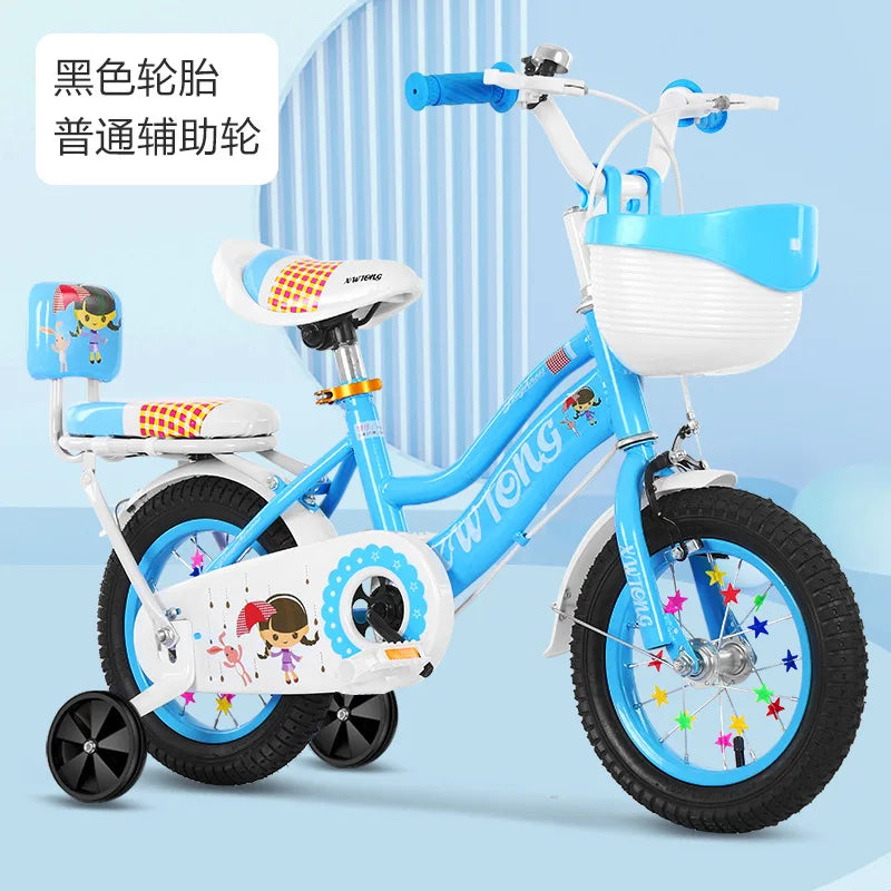 12/14/16/18/20 Inches Bicycle Children Bike With Backrest Auxiliary Wheel High-Carbon Steel Anti Slip Tires Sponge Saddle