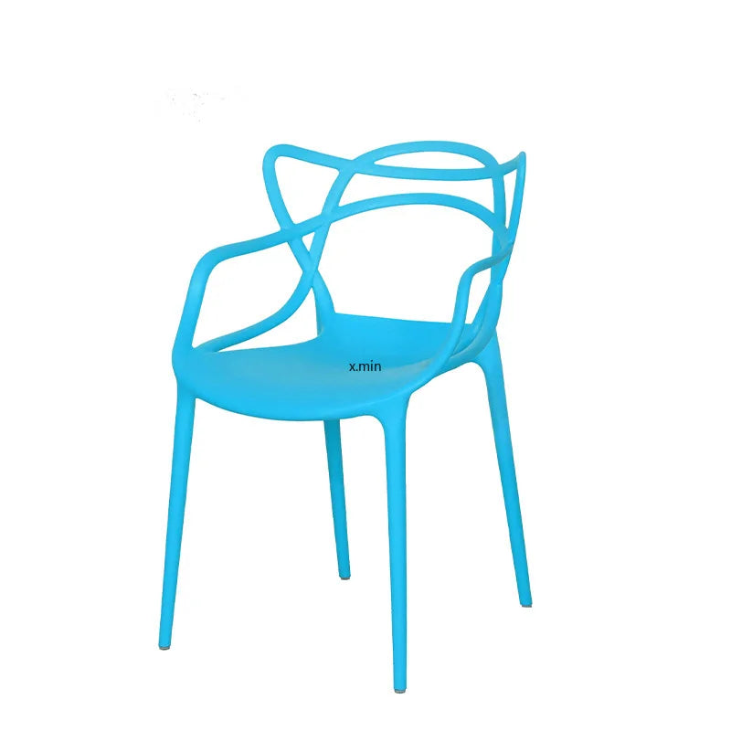 Cat Ear Plastic Chair Stacked Vine Chair Simplified Hollow Backrest Armrest Waiting for Line Up Dining Chair Furniture