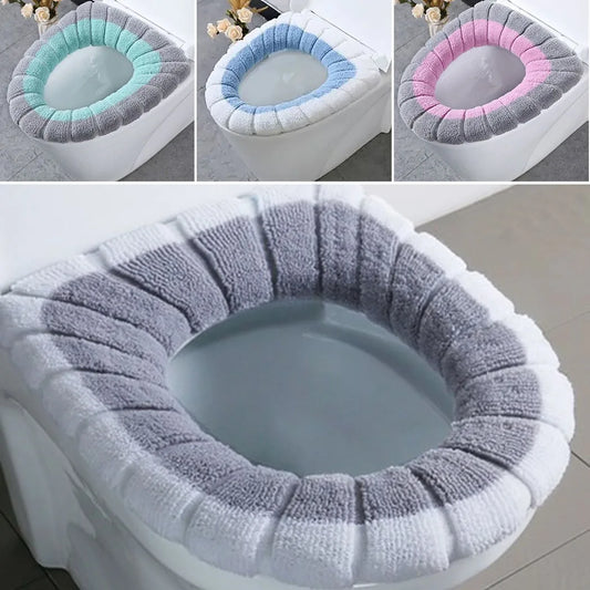 Winter Warm Toilet Seat Cover Mat Bathroom Toilet Pad Cushion O-shaped & U-shaped Thicker Soft Washable Closestool Accessories