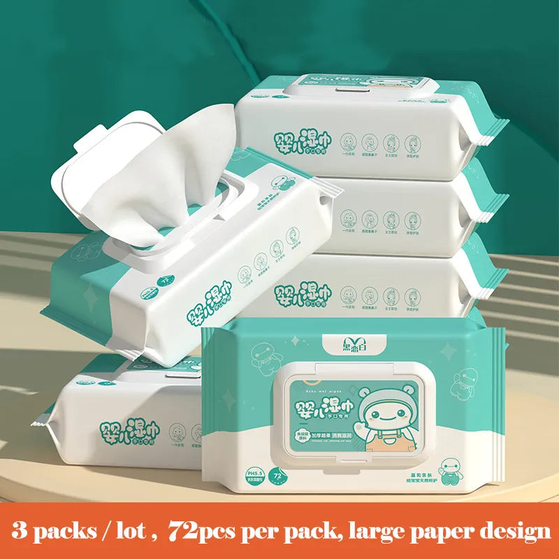 72pcs Newborn Baby Wipes Wet Tissue Non-alcohol Paraben-free Tisue 3 Packs/lot