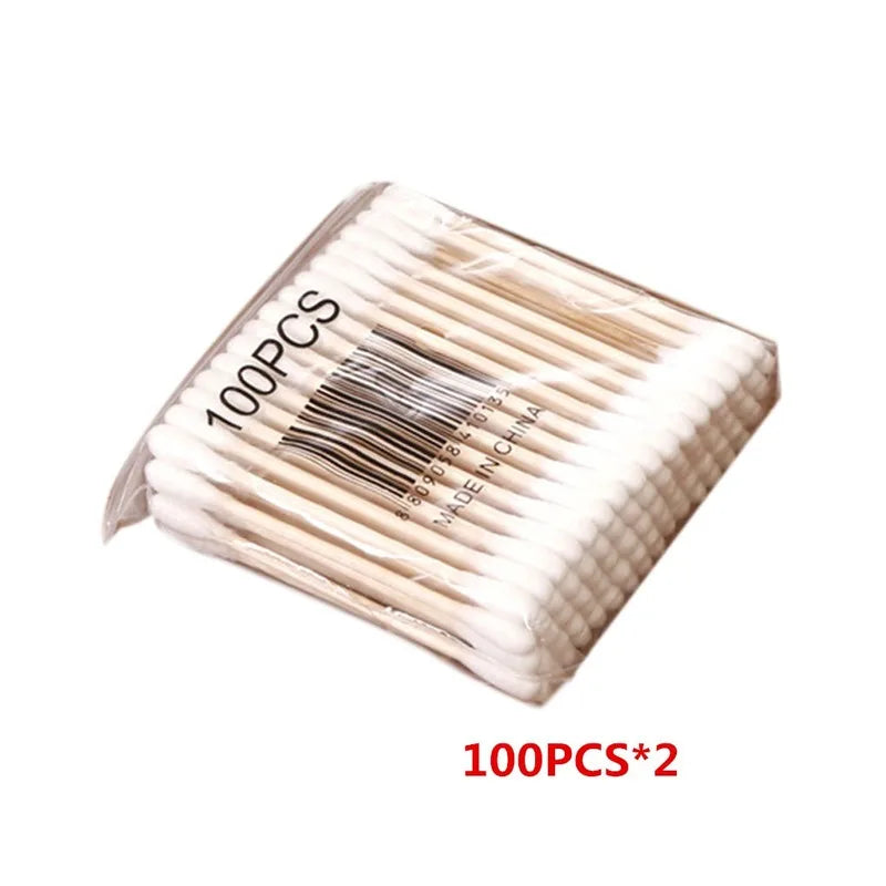 200pcs/Box Bamboo Baby Cotton Swab Wood Sticks Soft Cotton Buds Cleaning of Ears Tampons Cotonete Pampons Health Beauty