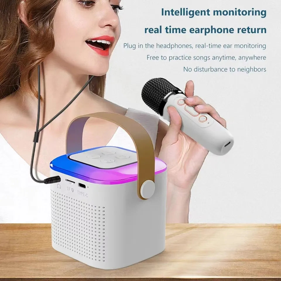 New Mic Karaoke Machine for Adults and Kid Subwoofer Portable Bluetooth Speaker System with 1-2 Wireless Microphone Music Player