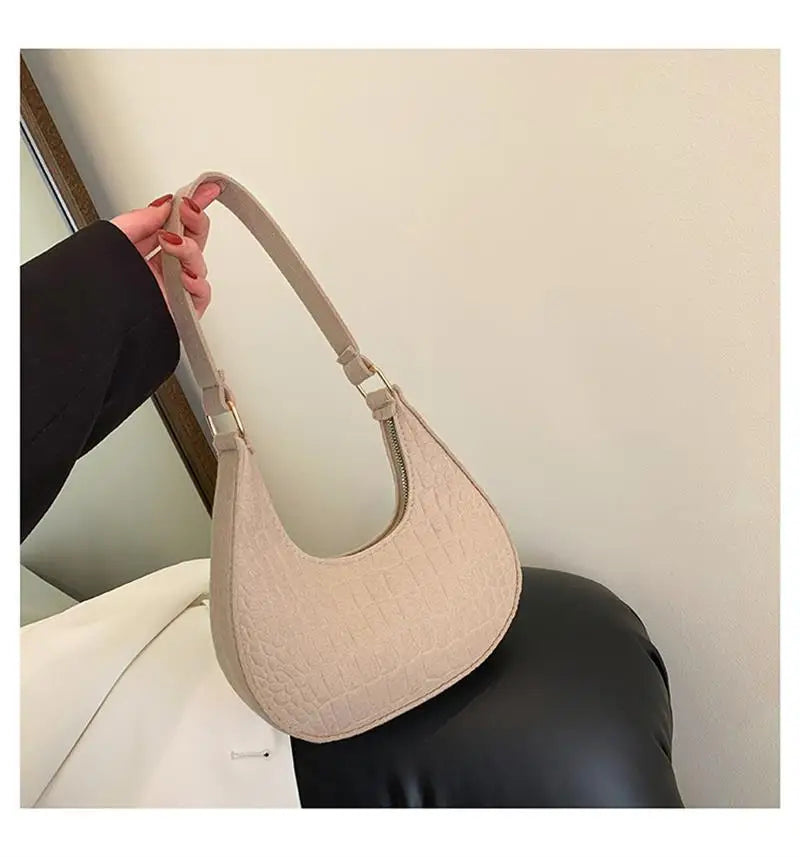 ISKYBOB Casual Shoulder Handbag Bag Women Felt Stone Pattern Underarm Bag 2023 Fashion Temperament Korean Version Winter Purse