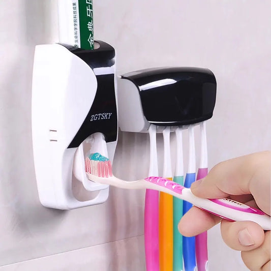 Fully Automatic Toothpaste Dispenser Hole Punched Toothbrush Toothpaste Storage Shelf Wall Hangers Bathroom Accessories