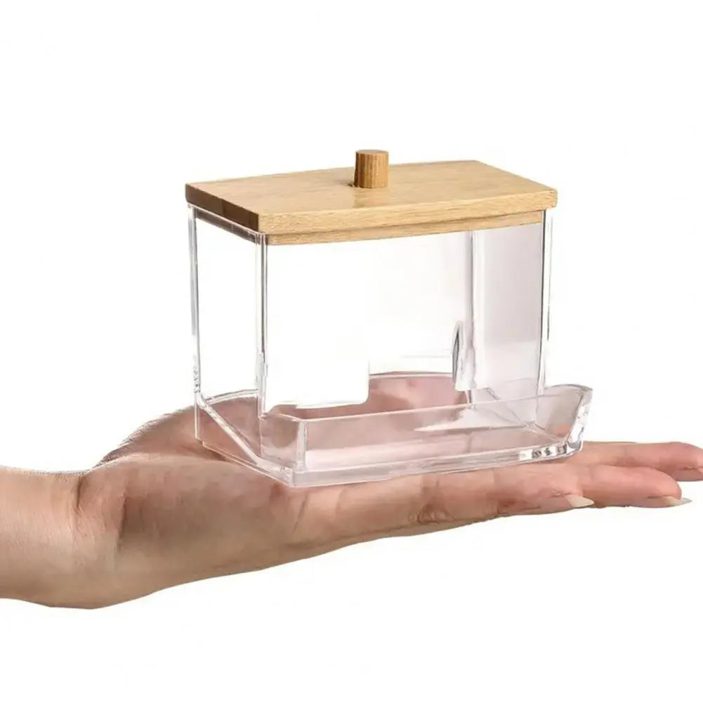 Cotton Swab Box With Lid Dustproof Transparent Visible Design Toothpicks Cotton Swab Dispenser Storage Case