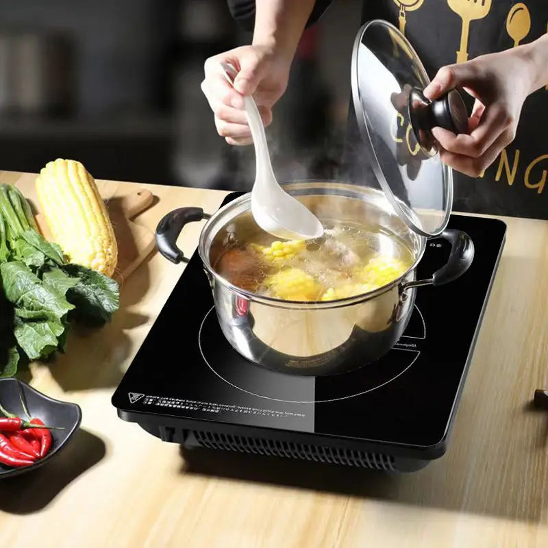 220V Electric Induction Cooker Boiler Waterproof 2200W Stir-Fry Cooking Plate Intelligent Hot Pot Stove Cooktop Burner