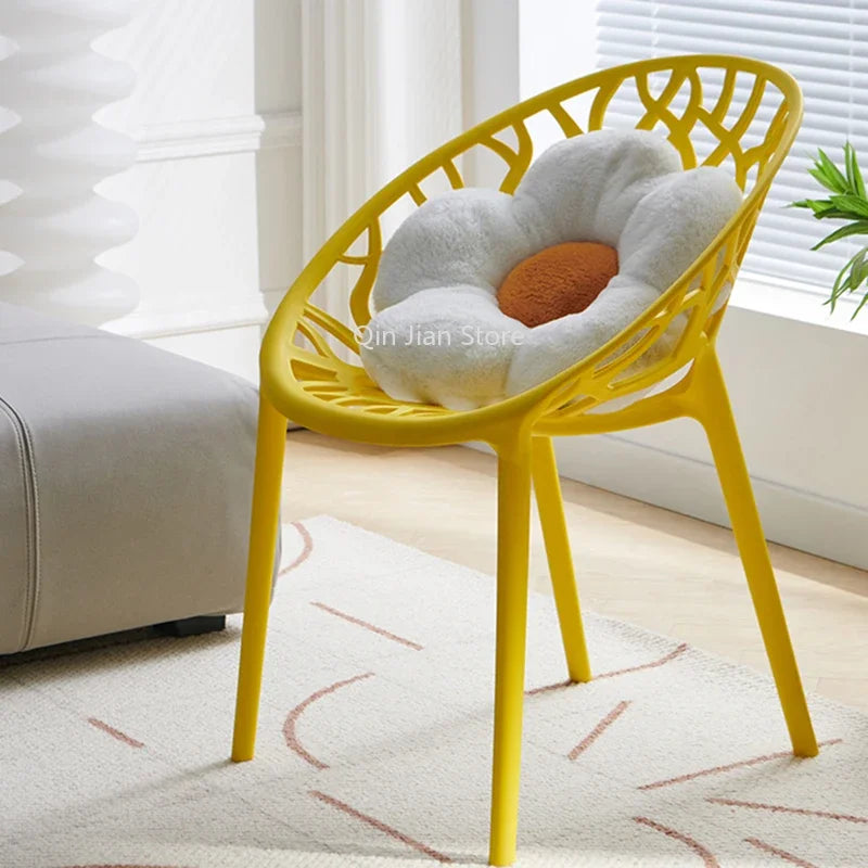 Chaise De salle à manger en plastique industriel, Support arrière jaune nordique, balcon, chaises De styliste, canapé Cadeiras De Plastico, meubles WXH35XP