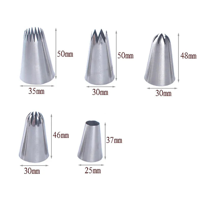 5Pcs Large Metal Cake Cream Decoration Tips Set Pastry Tools Stainless Steel Piping Icing Nozzle Cupcake Head Dessert Decorators