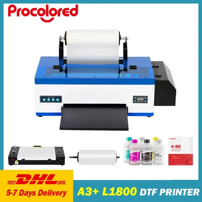 A3+ L1800 DTF Transfer Printer with Roll Feeder Direct to Film Tshirt Printing Machine for Fabric Textile 13" SingleHead Version