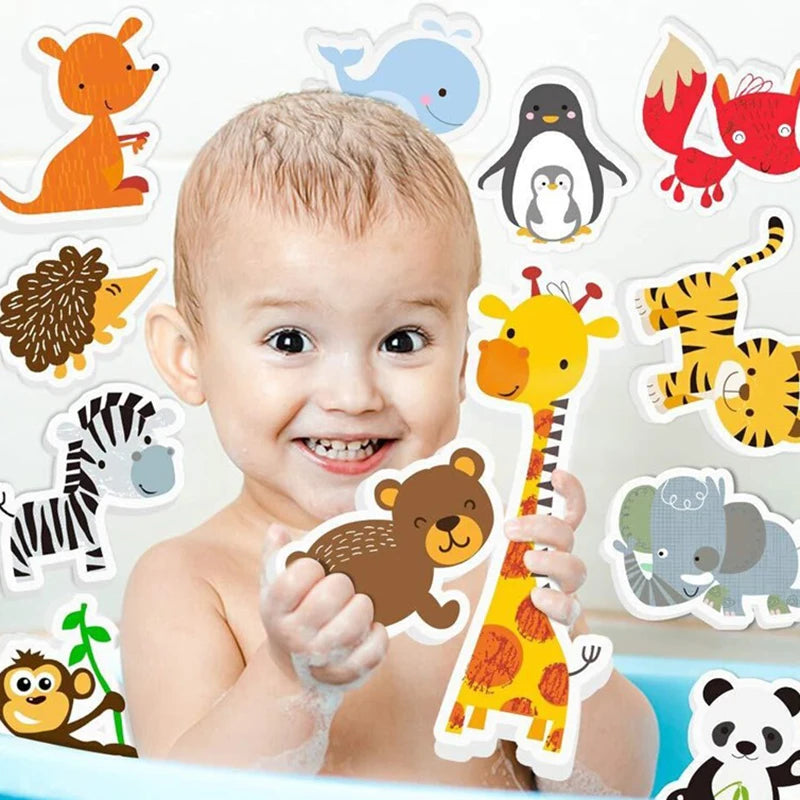 Jouets de salle de bain pour bébé, pâte EVA douce, puzzle éducatif précoce, jouets autocollants animaux, jouets d'eau de bain pour bébé de 0 à 12 mois et 1 an