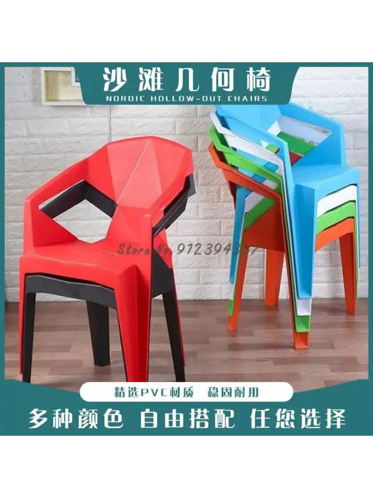 Thickened plastic chair backrest food stall simple beach chair outdoor barbecue night market plastic dining chair can be