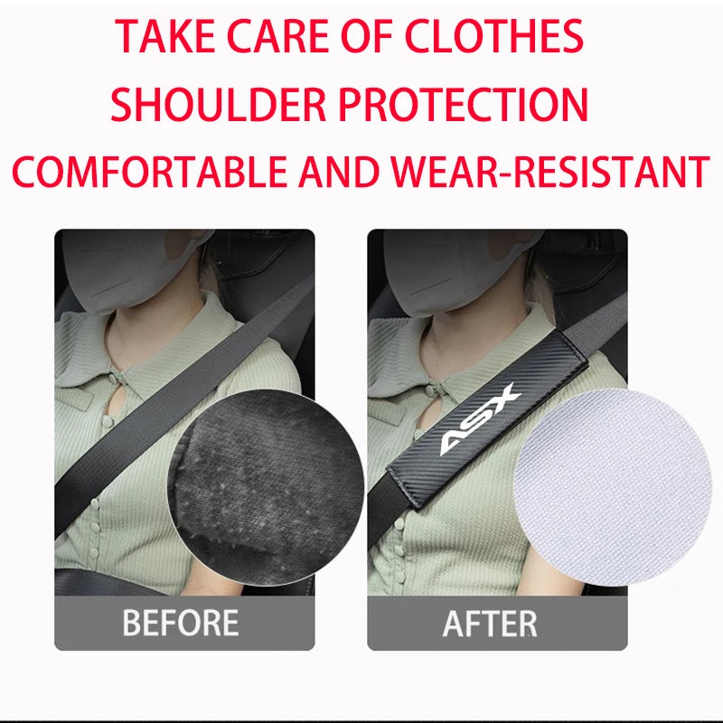 Ceinture de sécurité de voiture en Fiber de carbone, 2 pièces, couverture de protection des épaules, ornement de ceinture de sécurité pour Mitsubishi Asx, accessoires d'intérieur automobile