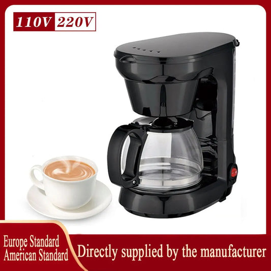 Home American Semi-Automatic Filter Coffee Machine Glass Teapot Drip Coffee Pot 110W/220W