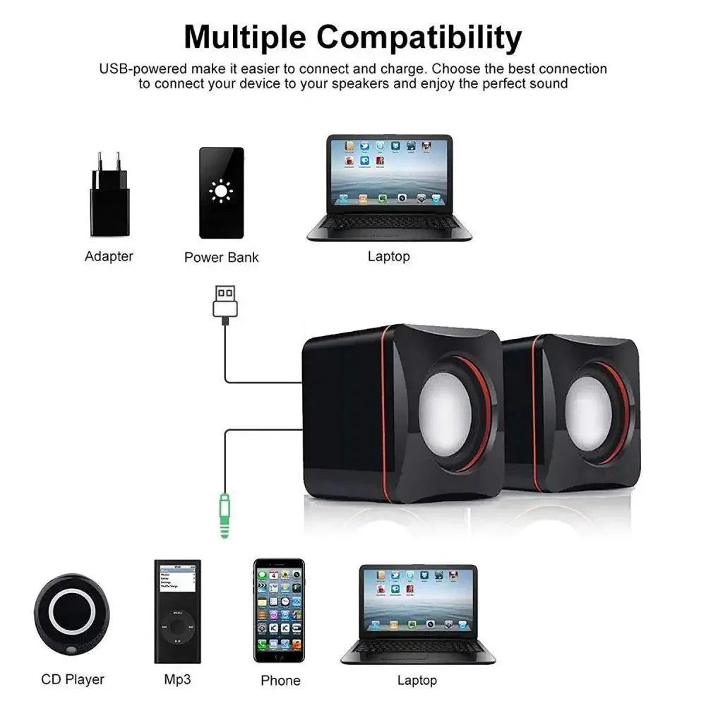 Computer Speakers Portable USB Powered Desktop Mini Speaker Bass Sound Music Player System Wired Small Speaker