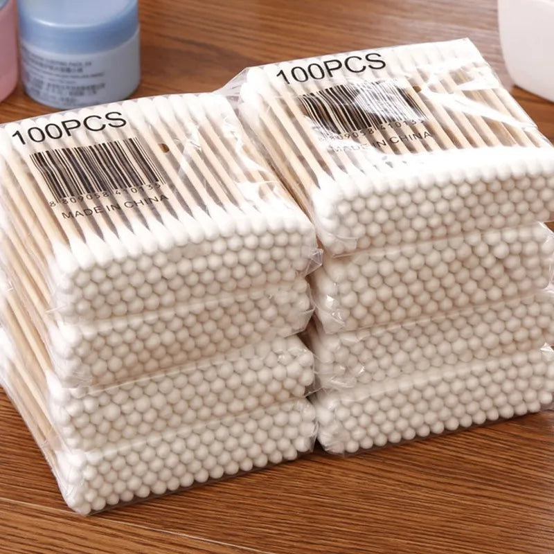 200pcs/Box Bamboo Baby Cotton Swab Wood Sticks Soft Cotton Buds Cleaning of Ears Tampons Cotonete Pampons Health Beauty