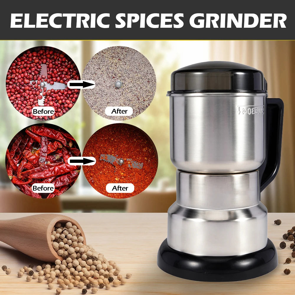 400W 304 Stainless Electric Grinder Eight Page Blade Electric Fast Grinding Multifunction Smash Machine Rice Beans Home Blender_Yu Sweetie