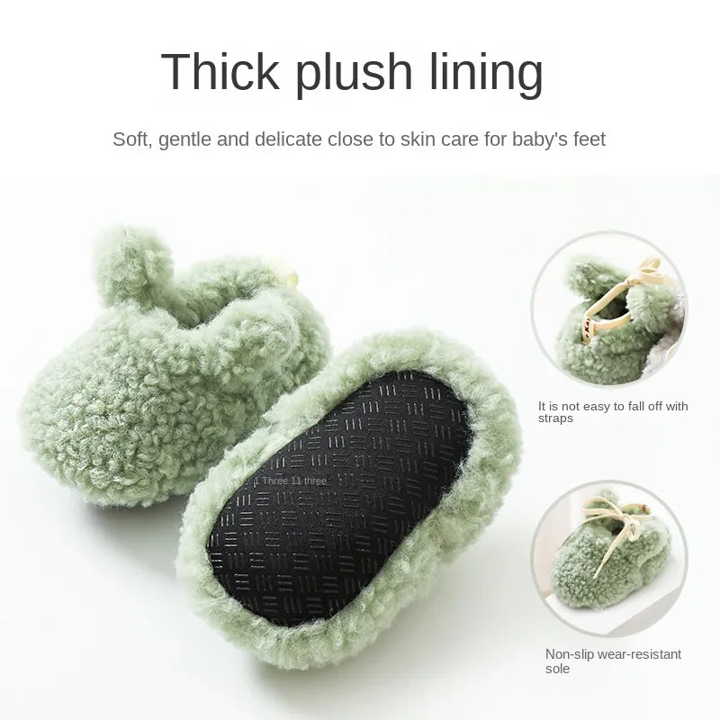 Baby Socks Winter Baby Boy Girl Booties Fluff Soft Toddler Shoes First Walkers Anti-slip Warm Newborn Infant Crib Shoes Moccasin