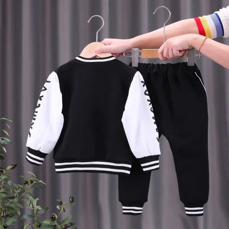 Autumn Winter Baby Boys Girls Clothes Sets Infant Sports Baseball Uniform Cardigan Jackets Top and Pants Suit Kid Sports Outfits