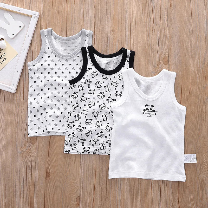 Vest Tops For Boys Girls Summer Children Clothes Cotton Shirts Baby boy Cartoon Tank Top Infant Knitted Undershirt 2022