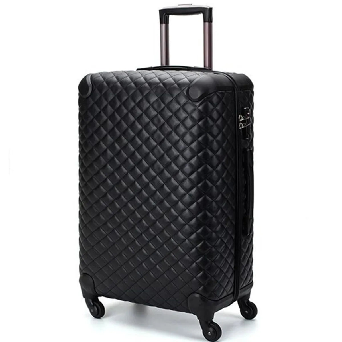 Business Trolley Case Travel Shoulder Handbag 4-Wheeled Suitcase Women Luggage PU Leather Plaid Storage Bag Baggage Cosmetic Box