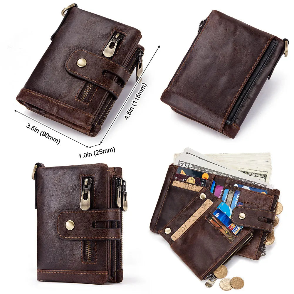 Top Sale 100% Genuine Leather Men Wallet Coin Purse Small Card Holder PORTFOLIO Portomonee Male Walet Pocket Coffee Money