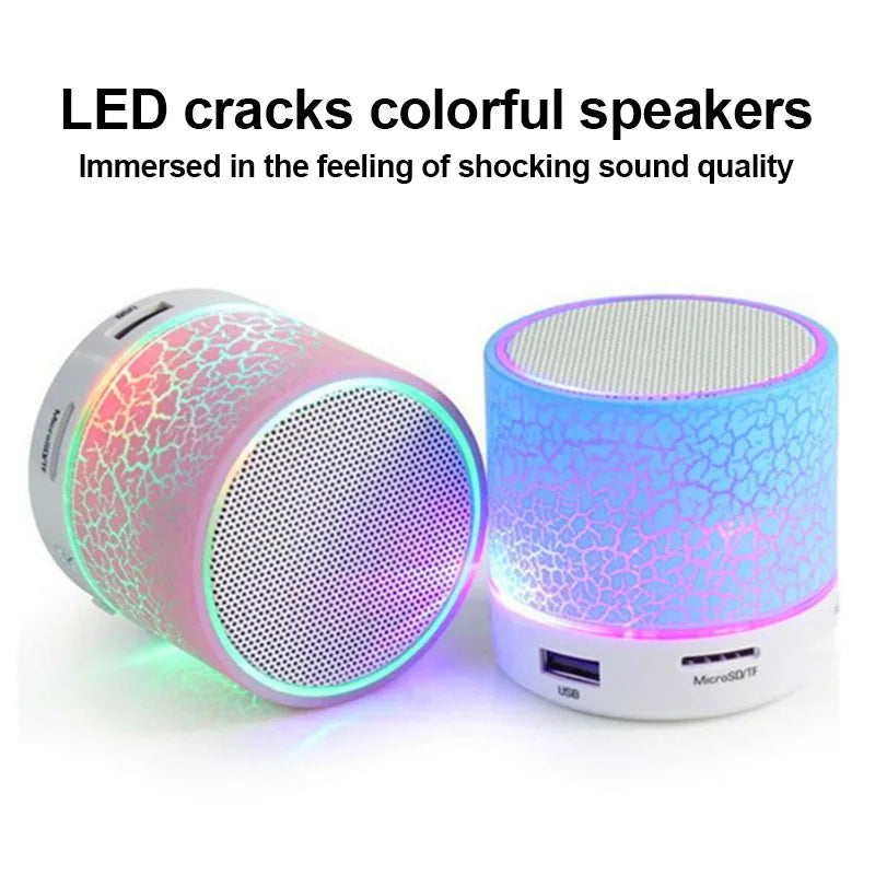 Mini Portable Car Audio Dazzling Crack LED Lights Wireless Bluetooth Subwoofer Speaker Support TF Card USB For PC/Mobile Phone