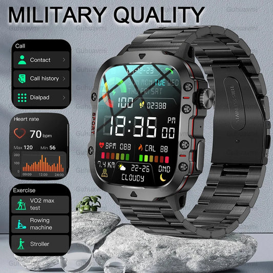 Montre connectée de Sport militaire robuste pour hommes, pour Android Xiaomi IOS, étanche 3ATM, appels vocaux Ai, pour l'extérieur, nouveauté